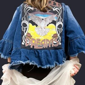 Custom Upcycled Fleetwood Mac Denim Jacket